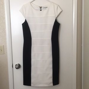Size 14 black and white dress.